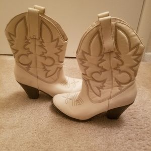 Cream Cowboy Boots with heels